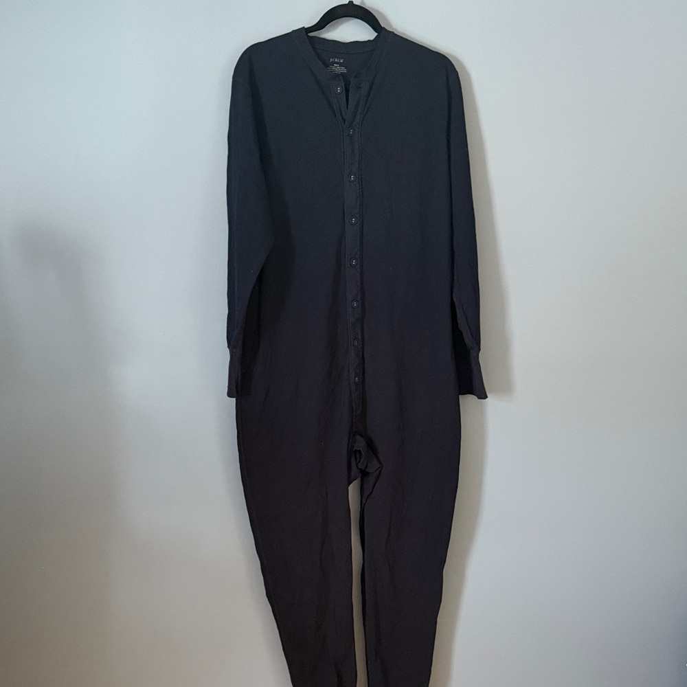 Men’s Navy J.Crew Union-suit Jumpsuit Pajamas One Piece Navy Size M 100% Cotton